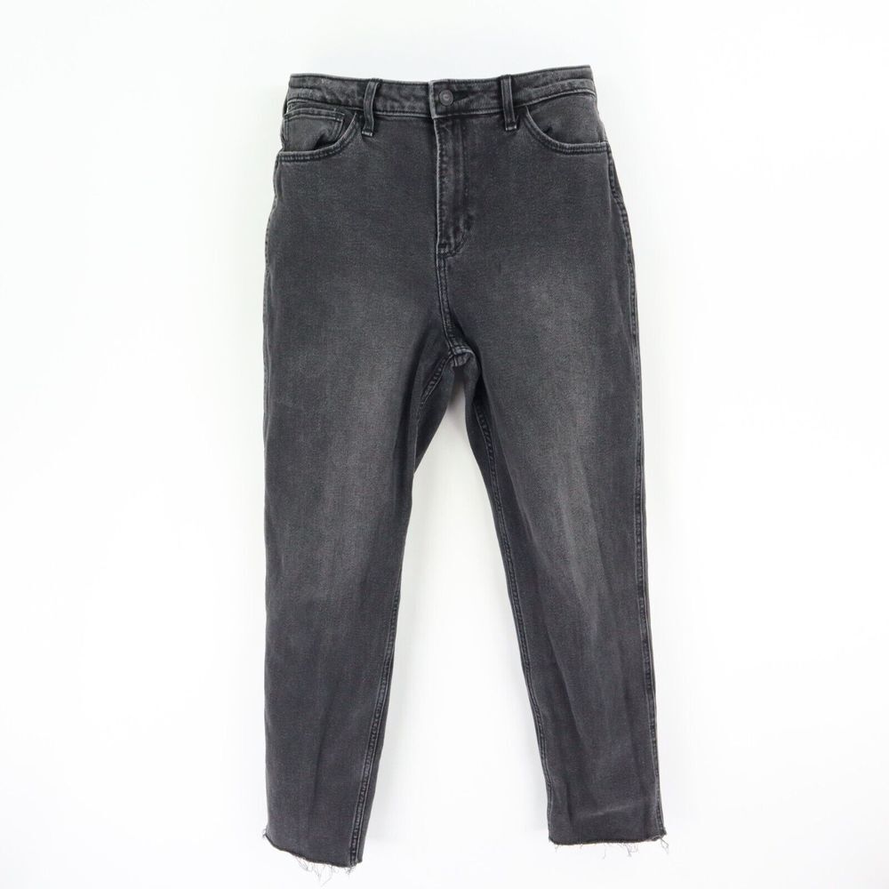 Hollister Ultra High Rise Jeans Juniors Size 5 Black Faded Denim Cut-Off Stretch